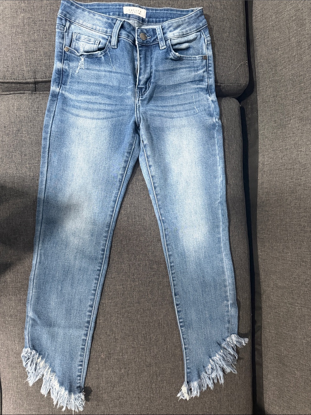 Light Wash Fringe Hem Women’s Jeans